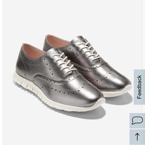 Cole Haan ZEROGRAND Closed Toe Wingtip Oxfords in Silver